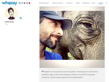 Brody posteó este mensaje a favor de los animales en su hábitat natural