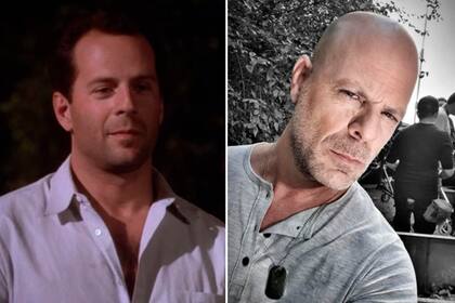 Bruce Willis a los 30, en Moonlighting, y en una foto de 2021