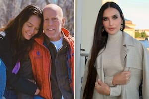 Bruce Willis junto a su actual esposa, Emma Heming y Demi Moore, exmujer del actor de Duro de matar