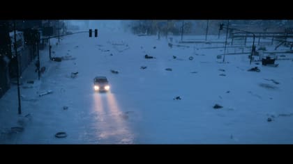 Buenos Aires cubierta por la nieve tóxica, en una escena de la serie