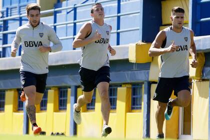 Buffarini, Jara y Magallán, en la práctica de Boca