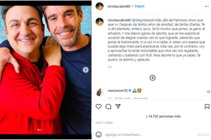 Cabré le dedicó tiernas palabras a su amigo (Foto Instagram @nicolascabre80)