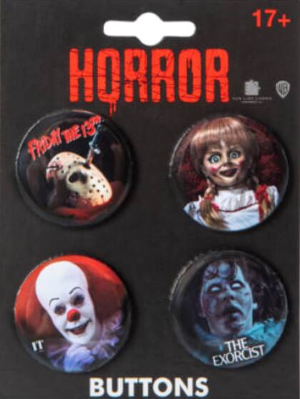 Cada colección de pines cuenta con diferentes villanos de las películas de terror más populares en EE.UU.