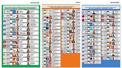 Cada color representa una boleta, para cada categoría. Se colocan en las urnas separadas