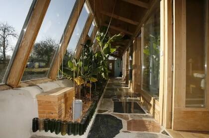 Cada Earthship tiene un invernadero en un lado para que los residentes puedan cultivar sus propios alimentos