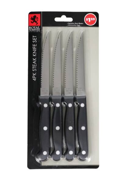 Cada paquete de US$1,25 incluye cuatro cuchillos (Dollar Tree)