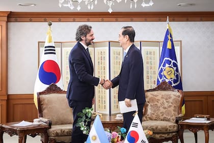 Cafiero junto al primer ministro de la República de Corea, Han Duck-soo