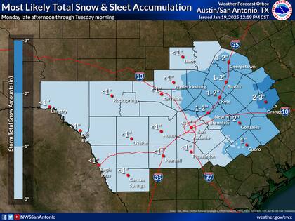 Caída de nieve en Texas.