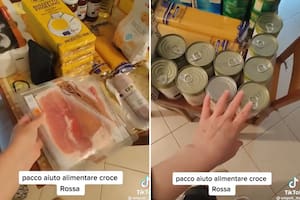 Una argentina en Italia mostró cómo es la caja de ayuda alimentaria que recibe porque no consigue trabajo