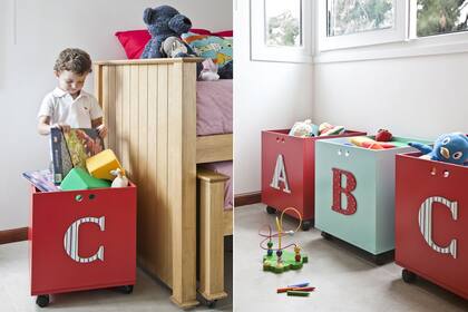 Cajas y cajones con ruedas son recursos prácticos y lindos para mantener el orden sin mucho esfuerzo