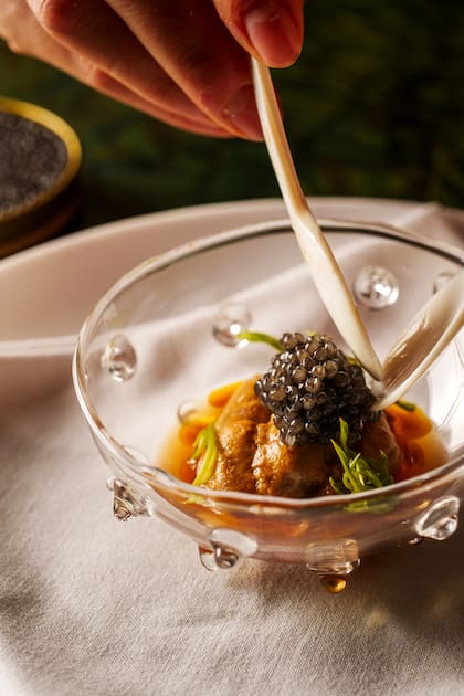 Calabaza, erizo y caviar