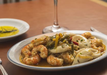 Calamar con gambas