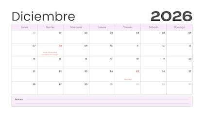 Calendario de diciembre 2026