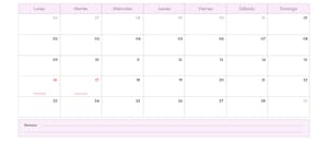 Calendario de febrero para imprimir