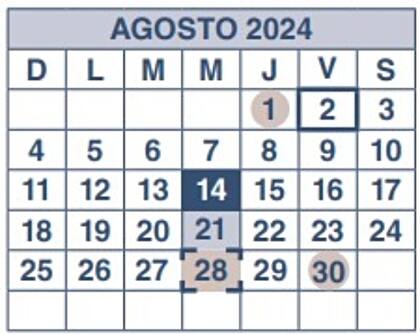 Calendario de pagos para agosto de 2024