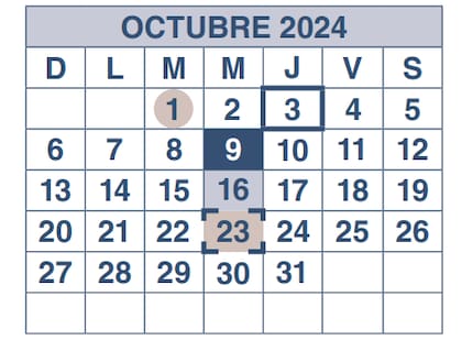 Calendario del Seguro Social para el mes de octubre de 2024