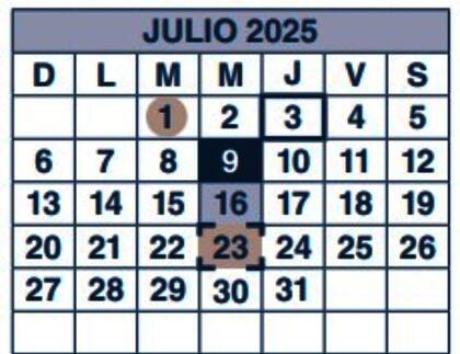 Calendario oficial SSA para julio de 2025