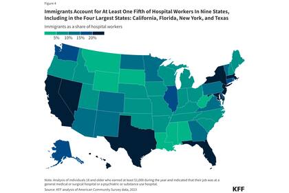 California lidera al resto de EE.UU. con el 32% de su personal hospitalario compuesto por personas nacidas en el extranjero