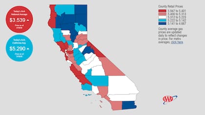 California registró un aumento de nueve centavos en la gasolina durante la noche