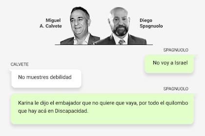 Calvete, Spagnuolo y sus chats sobre un viaje frustrado a Israel