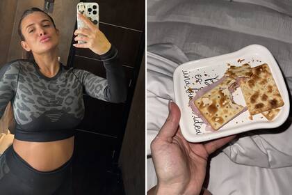 Cami Homs compartió en sus redes una selfie y una foto de galletitas de agua con jamón que, según reveló, fue un antojo que tuvo a las 2 de la mañana (Foto: Instagram @comihoms)