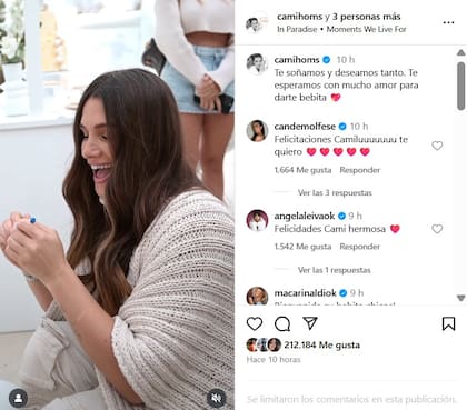 Cami Homs posteo en su cuenta oficial de Instagram junto a José Sosa la emoción por la llegada de su hija