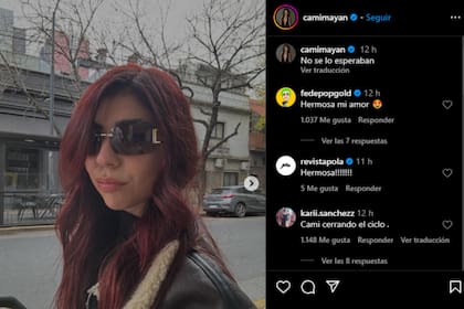 Cami Mayan sorprendió al teñirse el pelo de colorado (Foto: Instagram @camimayan)