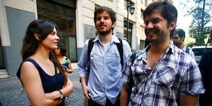 Camila Vallejo, Giorgio Jackson y Gabriel Boric, durante las protestas estudiantiles