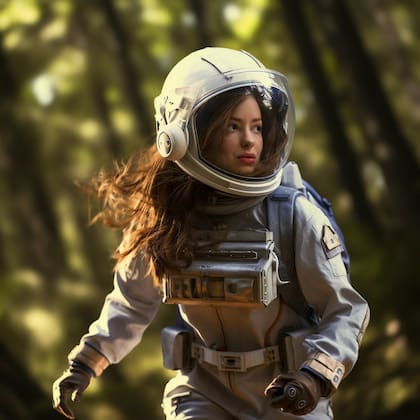 Camila Velasco posa con traje espacial en otra fotografía creada con inteligencia artificial en su cuenta de Instagram