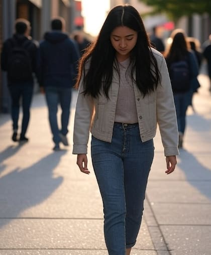 Caminar y mirar hacia abajo puede ser un síntoma de cómo está la persona con su autoestima (Foto: Grok)