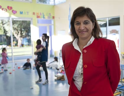 Rosana Felice, en la guardería que funciona dentro de GSK