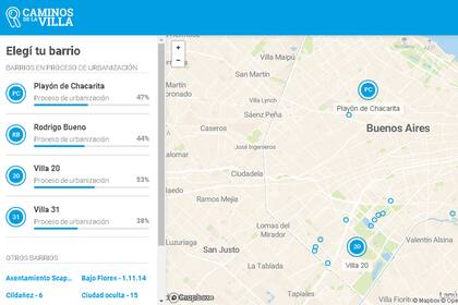 Caminos de la villa, ofrece el mapa actualizado de los avances en las urbanizaciones de los distintos asentamientos de Capital.