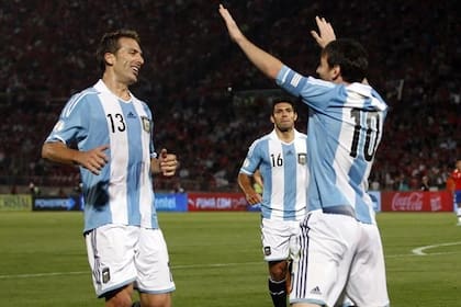 Uno de los partidos que compartió con Lionel Messi durante los dos años y medio en que integró el seleccionado argentino.