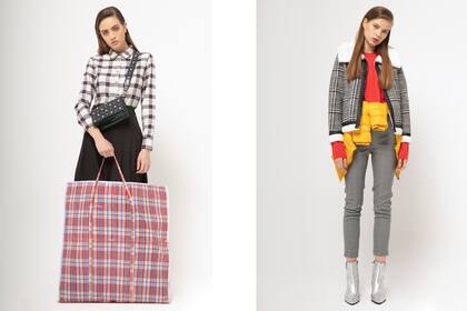 Camisa (Paula Cahen d’ Anvers, $3395), falda asimétrica (Rapsodia, $4500) y minibag (Blaquè, $2390). Campera con cuello en símil piel (India Style en Dressit, $5200), suéter pantalón ((Portsaid en Dressit, $2990 y $1990), botas (Aldo en Dressit, $4600), campera de pluma (Perramus en Dressit, $6250)