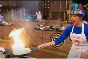 Cande Vetrano experimentó un momento de miedo cuando de su sartén se despidió un importante llamarada.