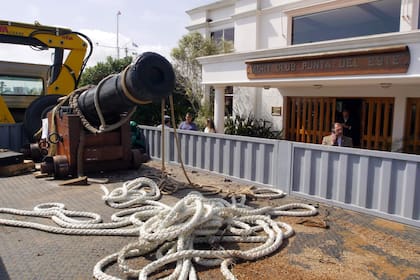 Cañón del Agamemnon que se sabe que participó en la batalla de Trafalgar de 1805