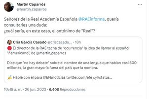 Caparrós se refirió a la respuesta del director de la RAE a su iniciativa.