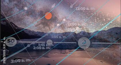 Captura de la planificación de la imagen de la imagen en una app de astrofotografía