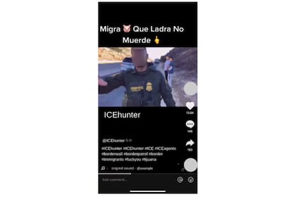 Captura de pantalla de un vídeo de ICEHunter (pseudónimo). Perfil de ICEHunter, con permiso del creador