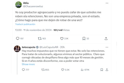 Caputo le respondió a un productor agropecuario que le reclamó la baja de las retenciones al campo