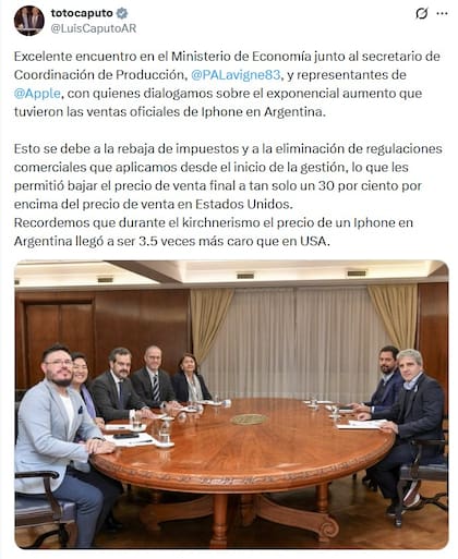 Caputo sobre las ventas de iPhone en la Argentina