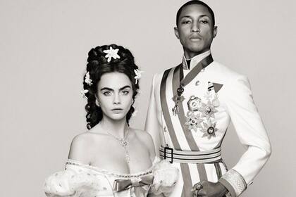 Cara Delevingne y Pharrell Williams en el fashion film de Chanel