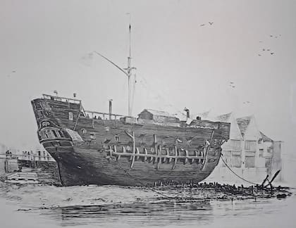 Cárceles flotantes, o barco prisión, una práctica común en la Inglaterra de hace dos siglos (Wikimedia Commons)