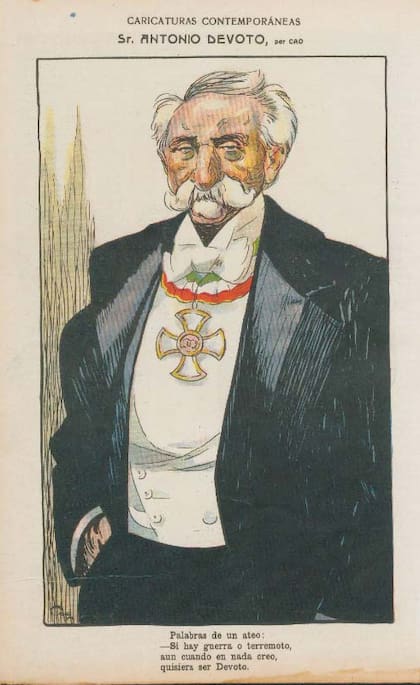 Caricatura de Antonio Devoto, banquero y creador de Villa Devoto.