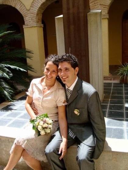 Carito y Germán en su primera boda, en Valencia. Después repitieron la ceremonia en Mendoza para celebrar con sus familiares y amigos