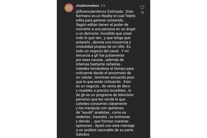 Carla acusó a la producción de Gran Hermano