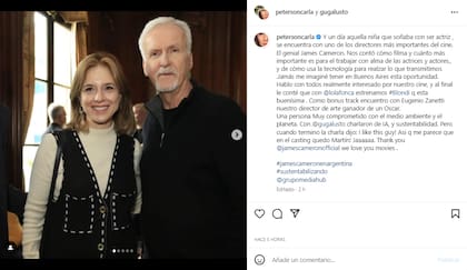 Carla Peterson conoció a James Cameron y compartió un profundo posteo en las redes (Foto: Instagram @petersoncarla)
