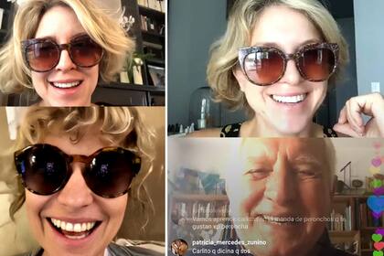 Carla Peterson todas las mañanas hace un vivo por Instagram, en donde habla con famosos o con algún miembro de su familia. En las fotos, se la puede ver charlando con Dolores Fonzi y con su papá