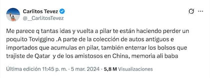 Carlitos Tevez apuntó contra Toviggino el 5 de marzo de 2024