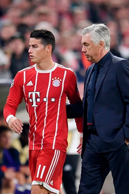 Carlo Ancelotti-James Rodríguez, DT y jugador de Bayern Munich en 2017